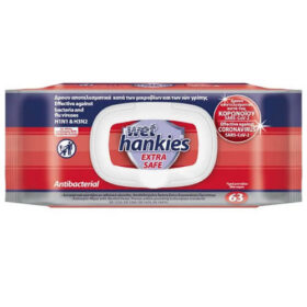 HANKIES Υγρά Μαντηλάκια Αντιβακτηριδιακά Extra Safe 63τμχ.