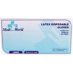 Medi World Γάντια Latex Χωρίς Πούδρα Μιας Χρήσης 100τμχ.