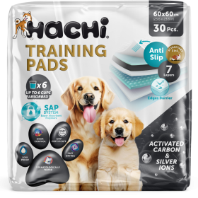 Hachi Dog Υποσέντονα Εκπαίδευσης Σκύλου Καπιτονέ Με Αυτολόλλητα (Training Pads) 60x60cm 30τμχ.